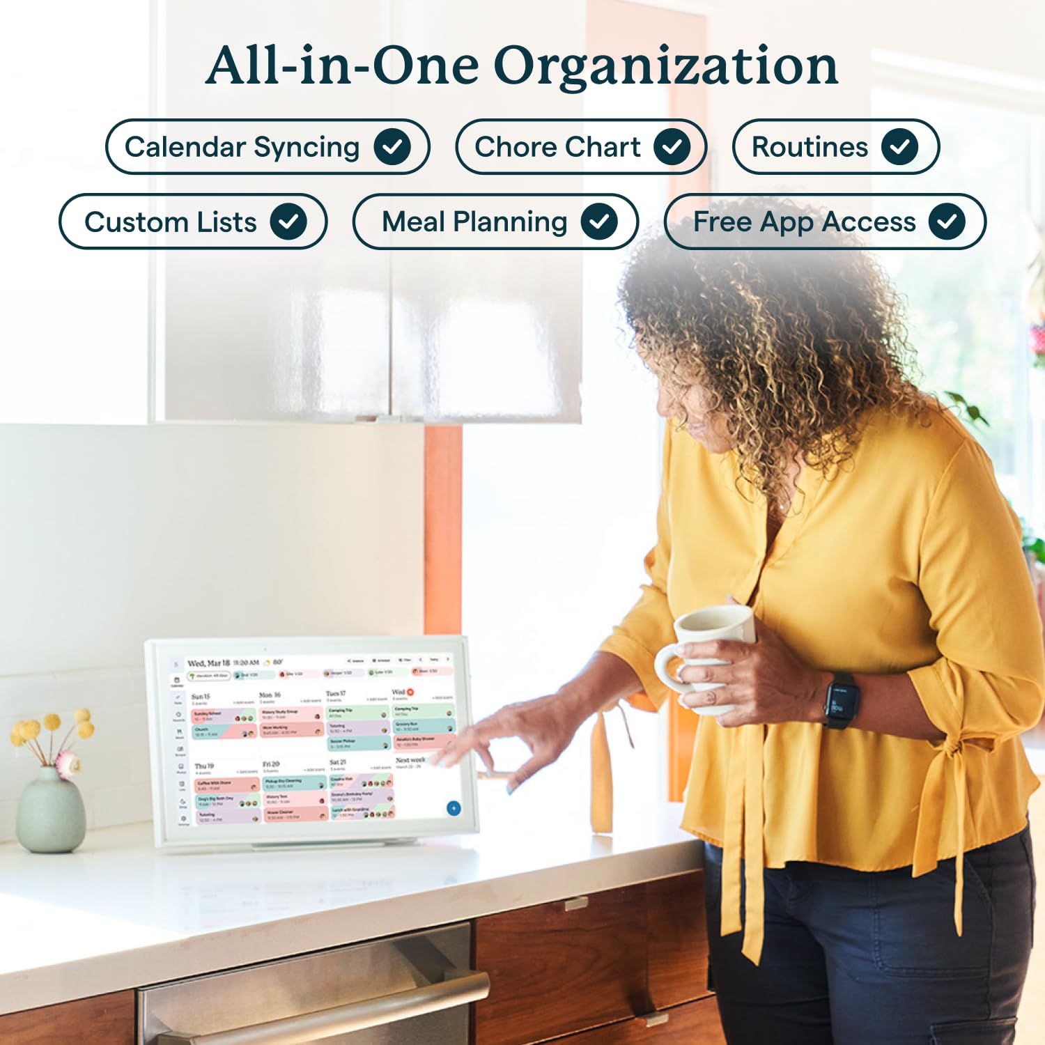 Skylight Calendar: 15-inch Wall Planner Digital Calendar & Chore Chart, Smart Touchscreen Interactive Display for Family Schedules – Wall Mount Included, Great for Organizing Your 2026 Calendar - 3
