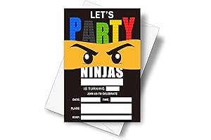 4" x 6" Ninjas Theme Birthday Party Invitations With Envelopes