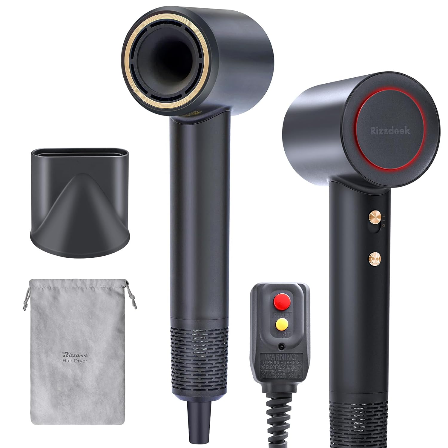 Dries Hair Quickly 500 Million Ion Hair Dryer Low Noise 160 000 RPM Professional High Speed Fast Drying