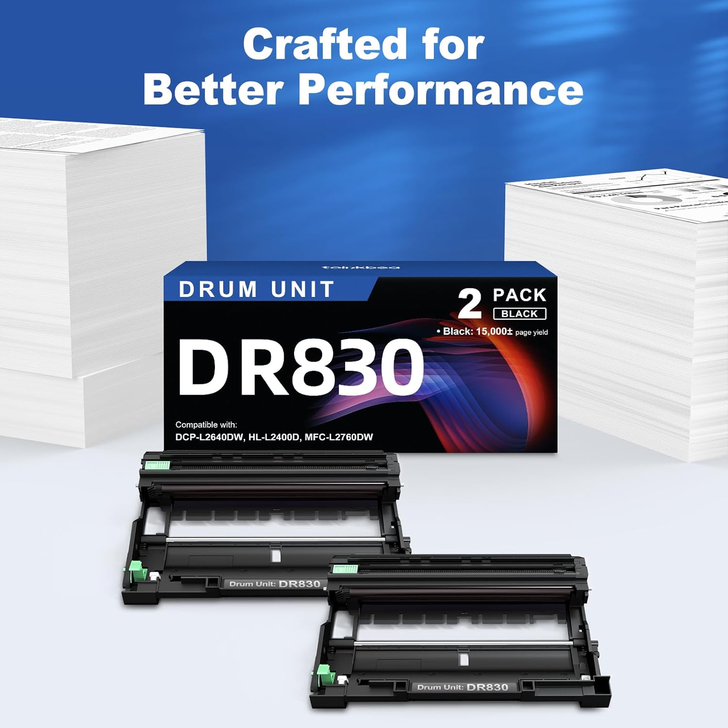 Compatible DR830 Drum Unit (Not Toner) Replacement for Brother DR830 DR-830 for Printer HL-L2460DW DCP-L2640DW HL-L2405W HL-L2420DW HL-L2480DW MFC-L2820DW MFC-L2900DW Series 2-Pack