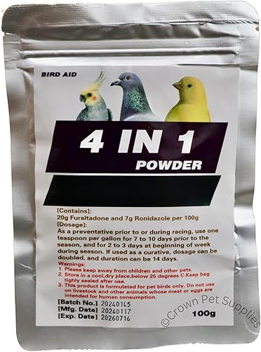 Pwoder 4 en 1 para palomas, canarios, pinzones, periquitos, cacatúas, loros, pájaros pequeños en jaula y aves de aviario