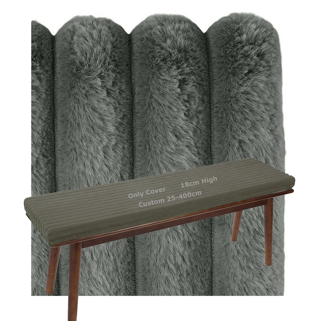 Housse de coussin de banc de jardin 110x35cm sur mesure en peluche d'hiver