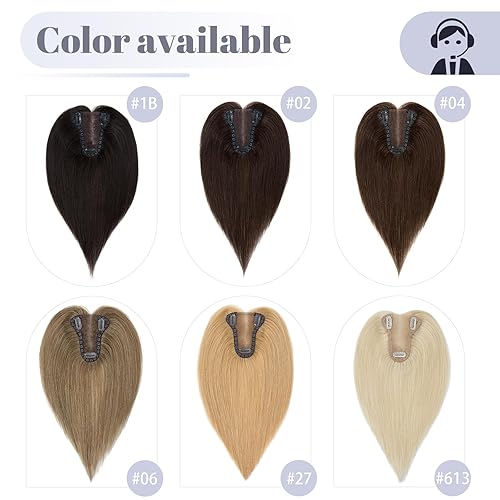 Miniatura 6 de SEGO Toppers de cabello humano de 10 pulgadas, 0.99 oz, parte media con clip para mujer, base de encaje de seda hecha a mano para pérdida de cabello