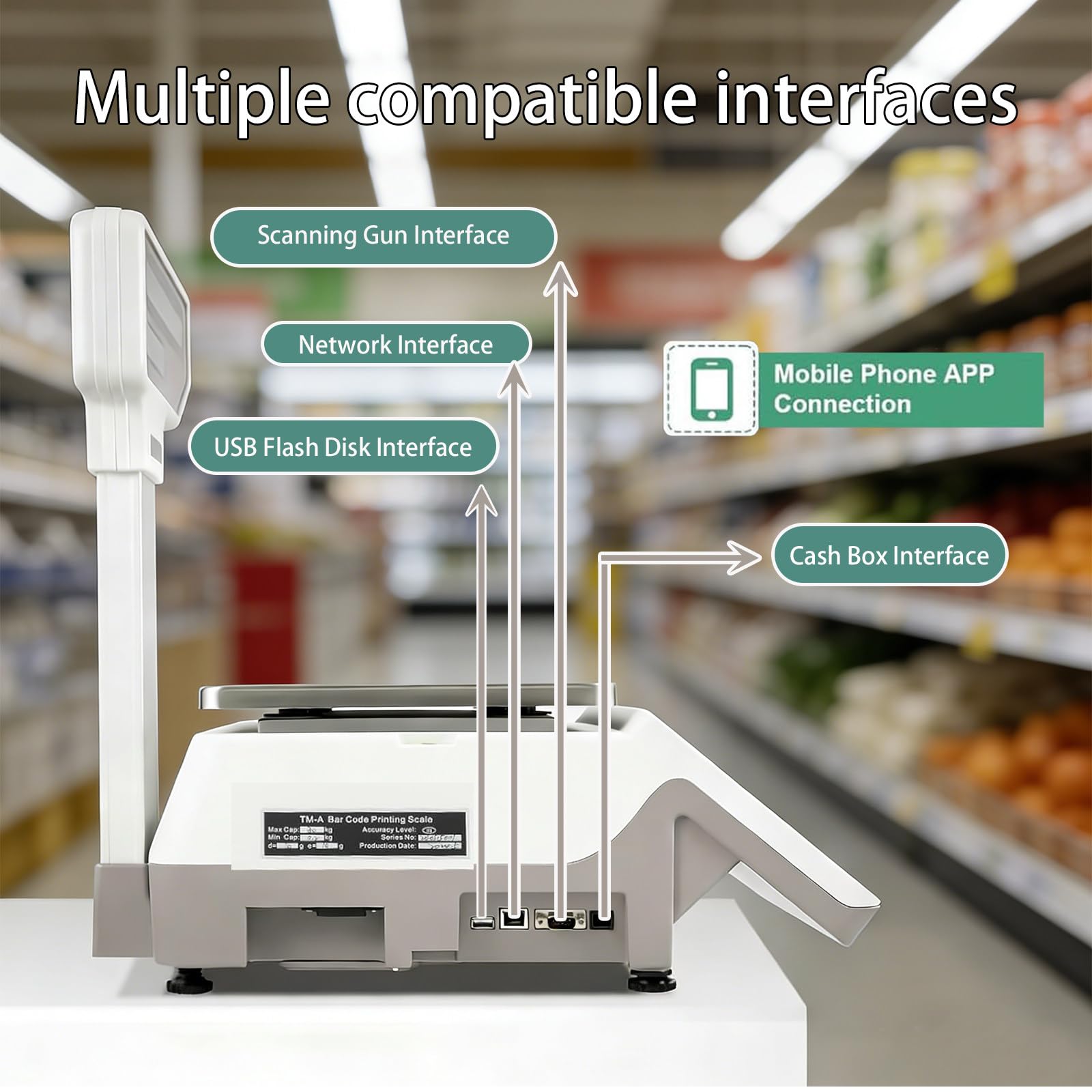 Balance d'impression D'étiquettes, Balance Numérique de Codes à Barres avec imprimante, pour supermarché, Haute précision 10g, capacité 30kg