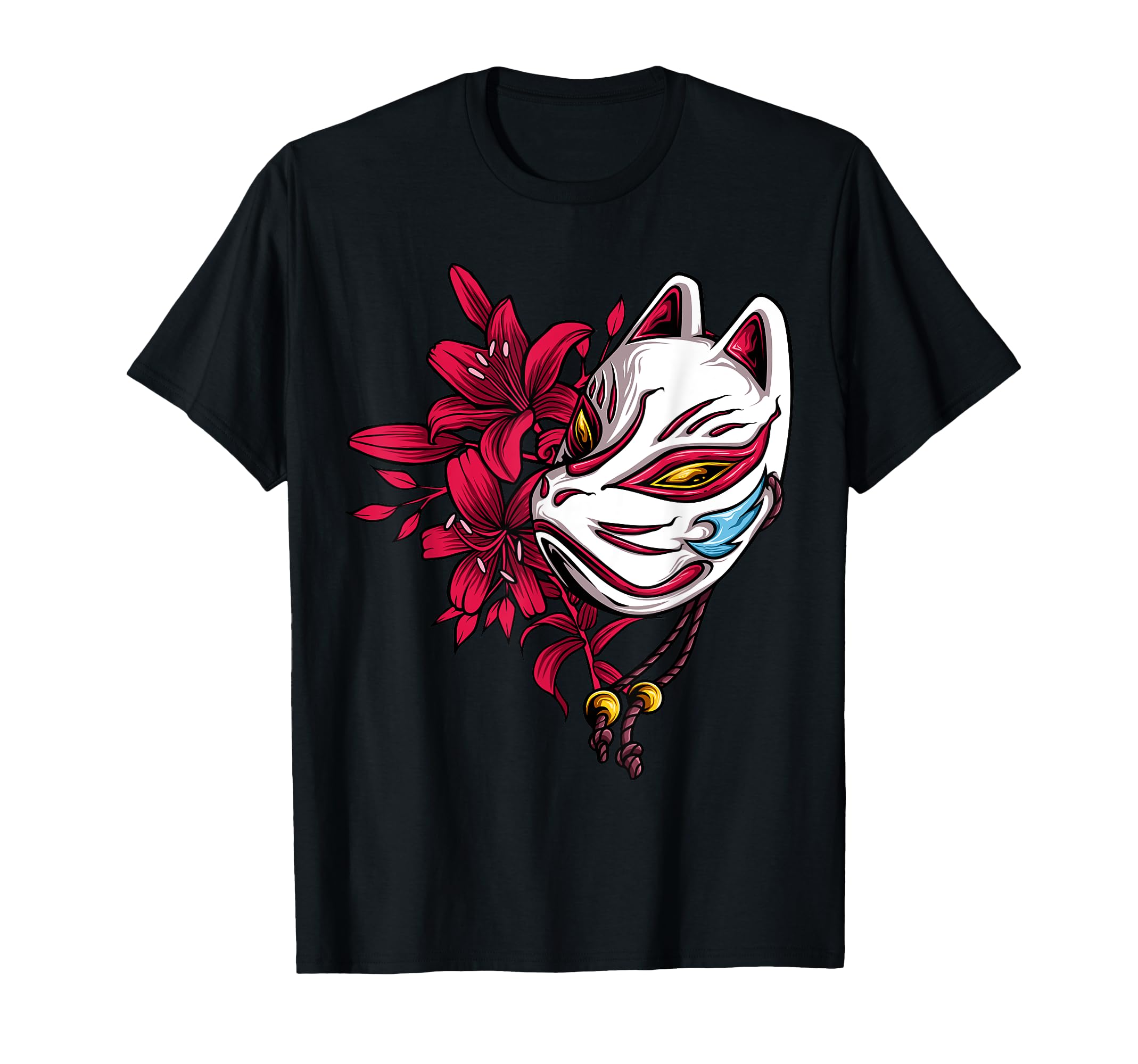 Kitsune the Japanese Nine Tailed Fox T-Shirt, Black