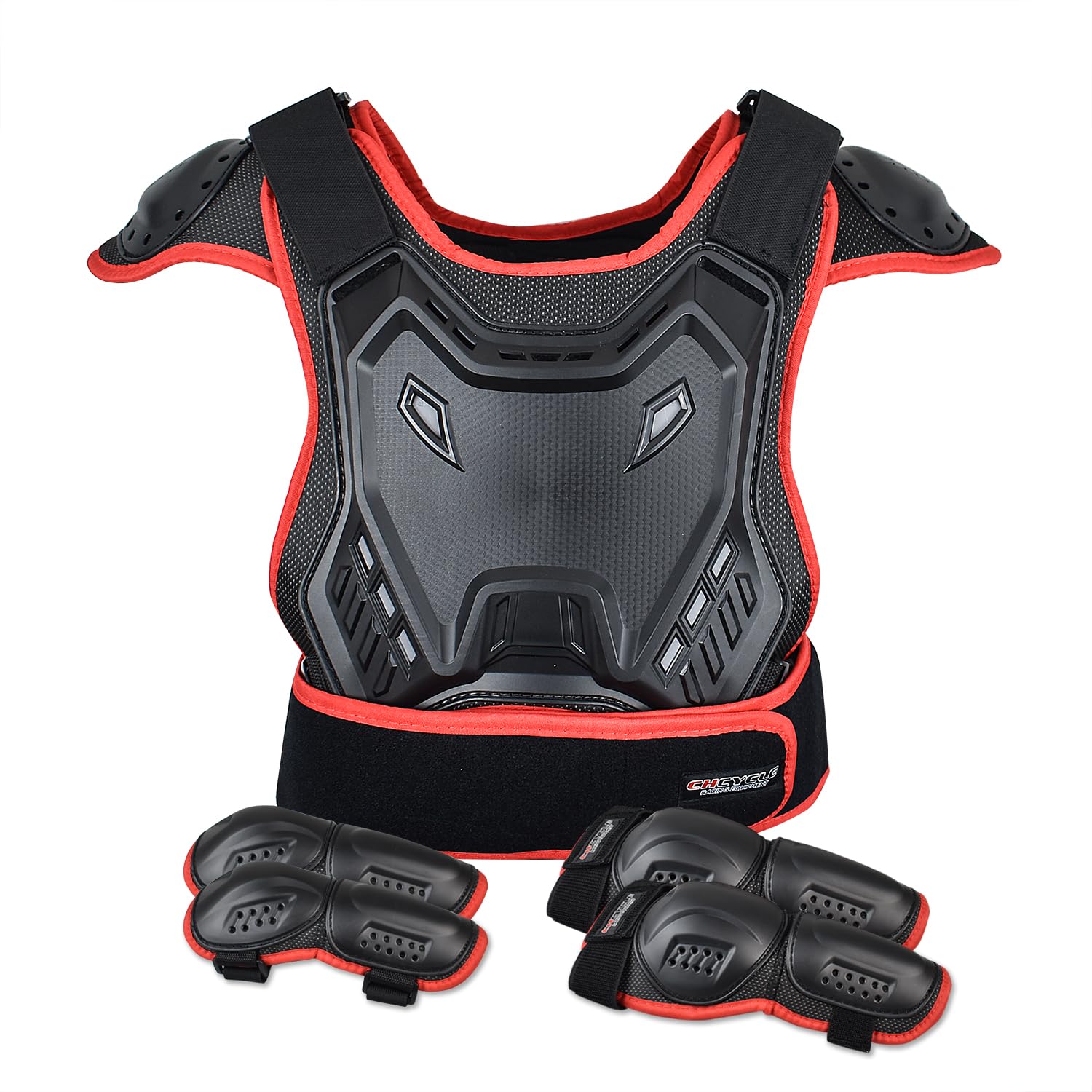 Tuta da motociclista per bambini, con protezione per gomiti, ginocchiere, parastinchi, protezione toracica e colonna vertebrale, attrezzatura da motocross, per sport all'aria aperta