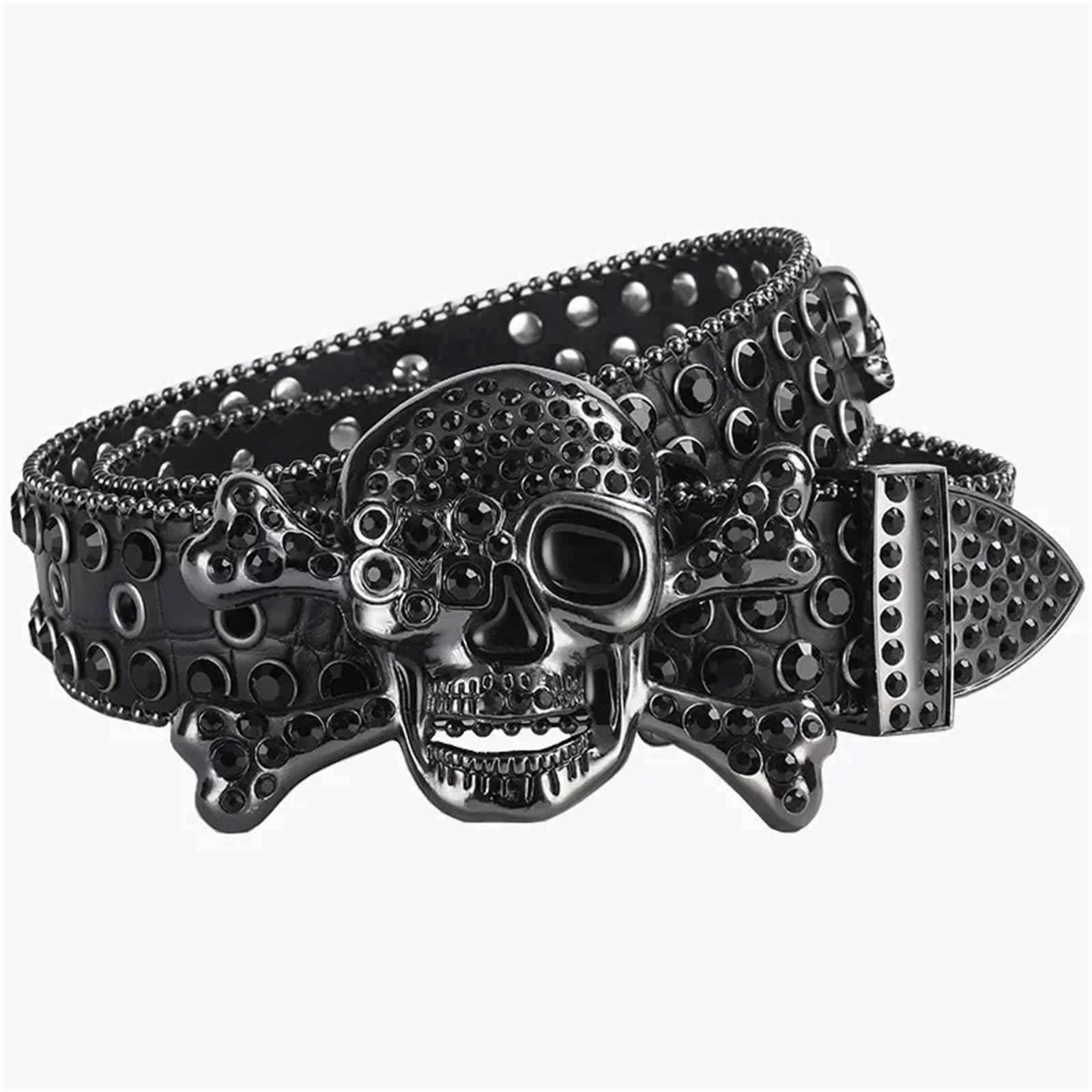 Accessorio da uomo alla moda con strass decorativi hip-hop fibbia for cintura teschio e diamanti stile punk dal continente Per Jeans, Vestiti, Pantaloni