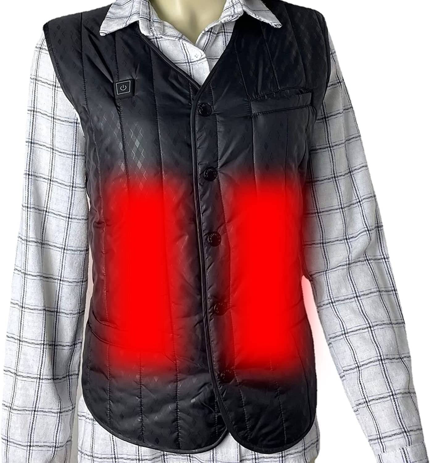 Unisex Verwarmd Ondergoed Top, 3 Verstelbare Temperatuur USB Oplaadbare Verwarming Body Warmer T-shirt (geen Batterij) (Color : Female black, Size : S-Small
