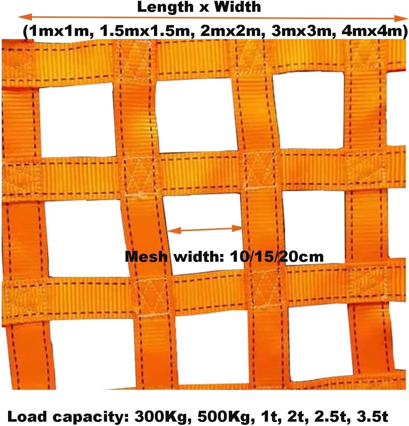 LXXW Cargo Lifting Nets Polyester Cargo Hanging Net, Sling Net, Load 0.3-4T Lifting Bag, Loading and Unloading Lifting Net for Loading and Unloading Cargo (Size : 1 X 1M/Mesh 10cm/Load 2.5t)