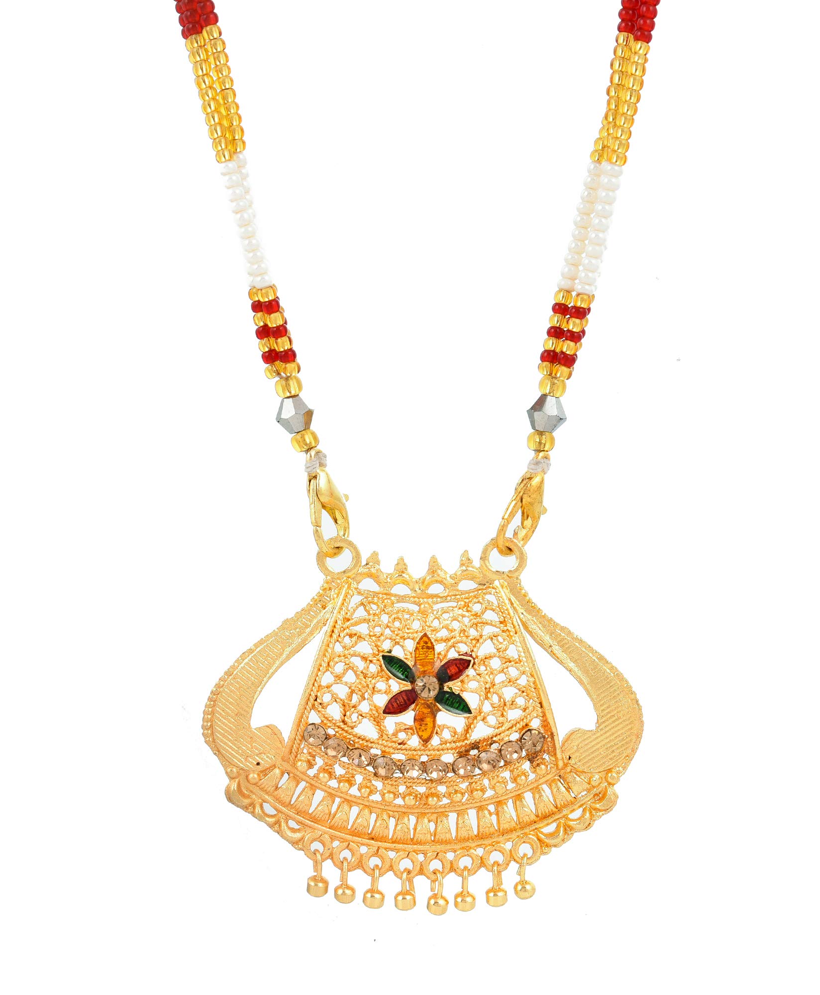 Handicraft Kottage Traditional Red and White Beads Mangalsutra Necklace Sets Jewellery for Women And Girls (B08WKG59Q6) Amazon Price History, Amazon Price Tracker