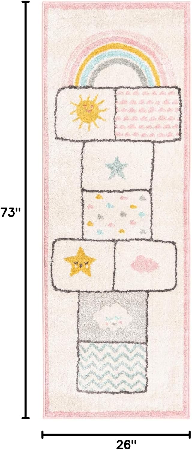 Unique Loom Whimsy Collection Area Rug (Runner 2' 2" x 6' 0", Ivory/ Light Blue)