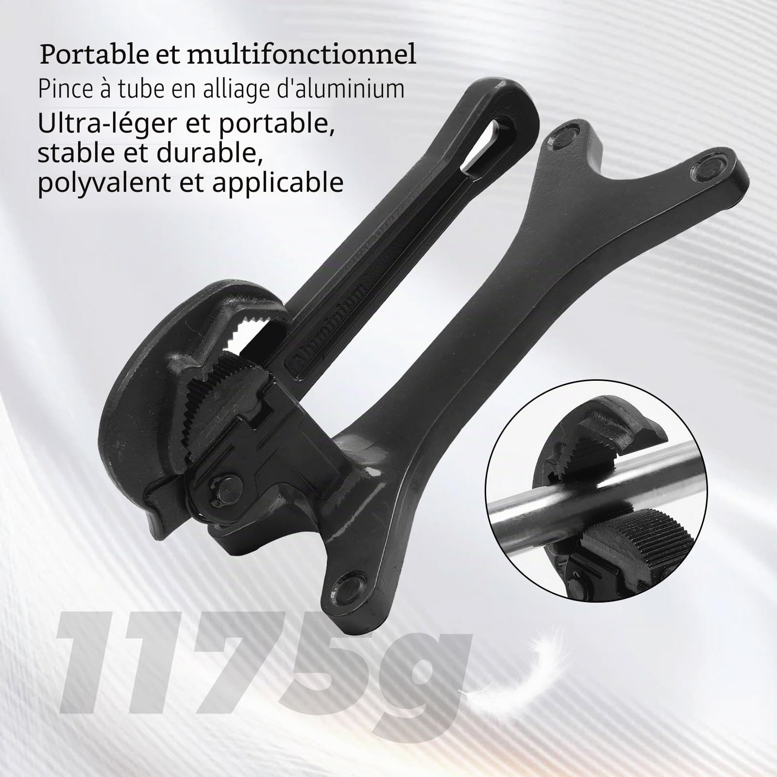 Étau portable - 0,3 à 3,8 cm - En aluminium - Réglage automatique de la force de serrage - Outil léger - Base solide pour l'entretien des valves dans les pièces - Noir