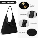 Tote Bag Hobo Handbags for Women Soft Vegan Leather Shoulder Bags Slouchy Tote Purses for Work Shopping