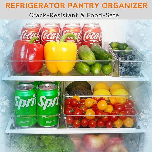 Miniatura 8 de Paquete de 6 bandejas organizadoras grandes de plástico transparente, separadores de almacenamiento y organización de cajones de cocina de acrílico,