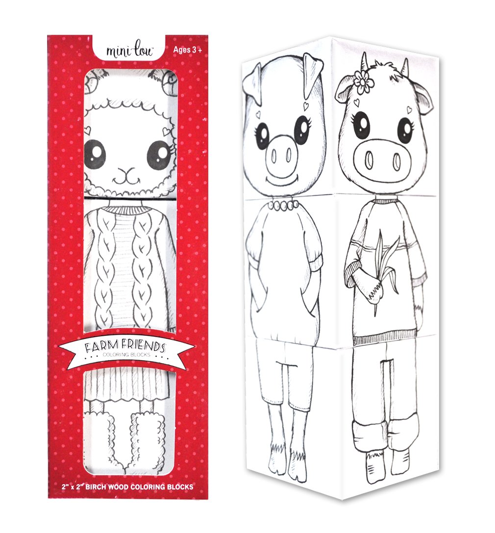 Mini Lou Farm Friends Coloring Block Set