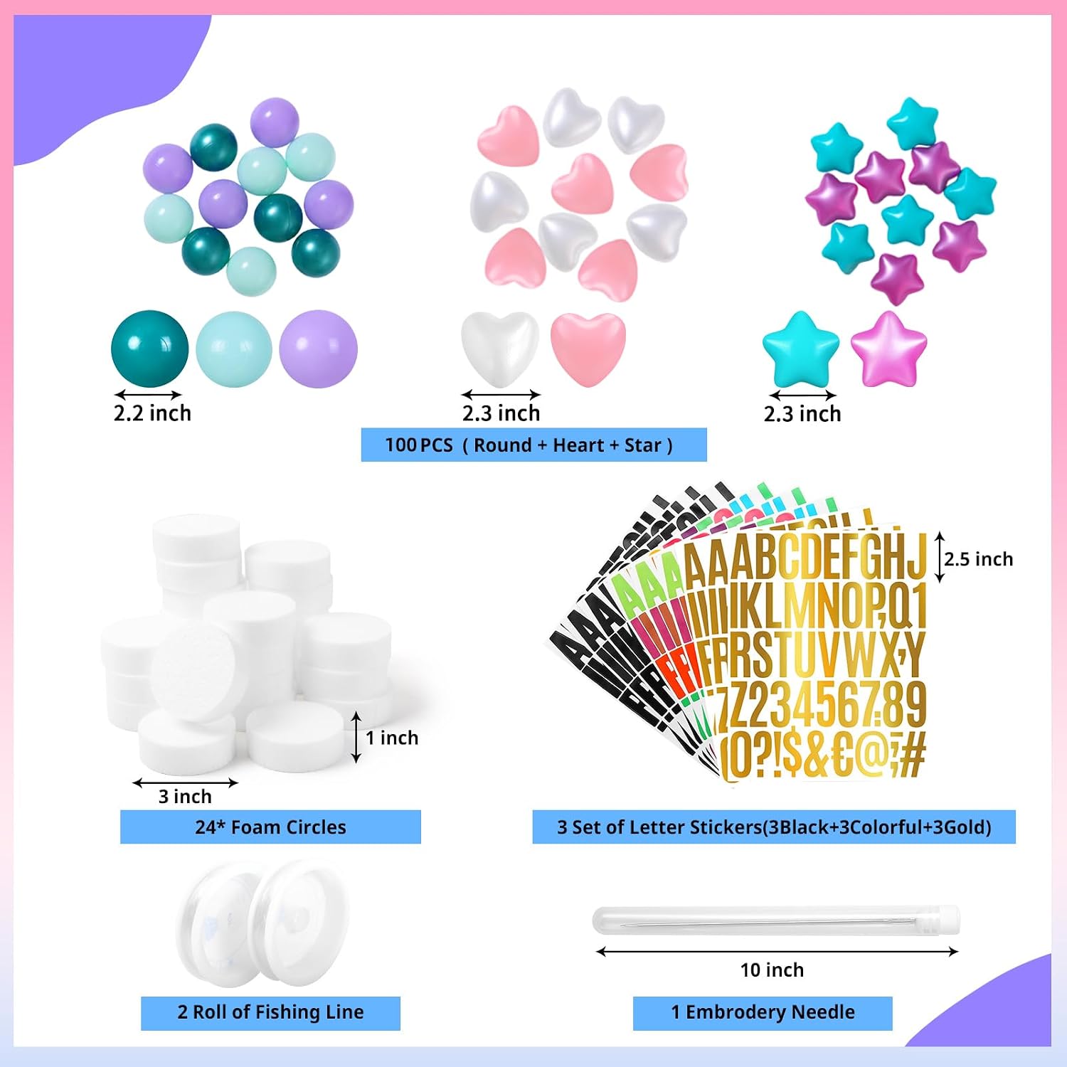 137Pcs DIY Giant Friendship Bracelet Classroom Decor Teacher Table Banner Bulletin Board Kit with Letter STARBOLO Ball for Back to School Birthday Party DIY Supplies(Metallic Purple Pink Blue) image 4