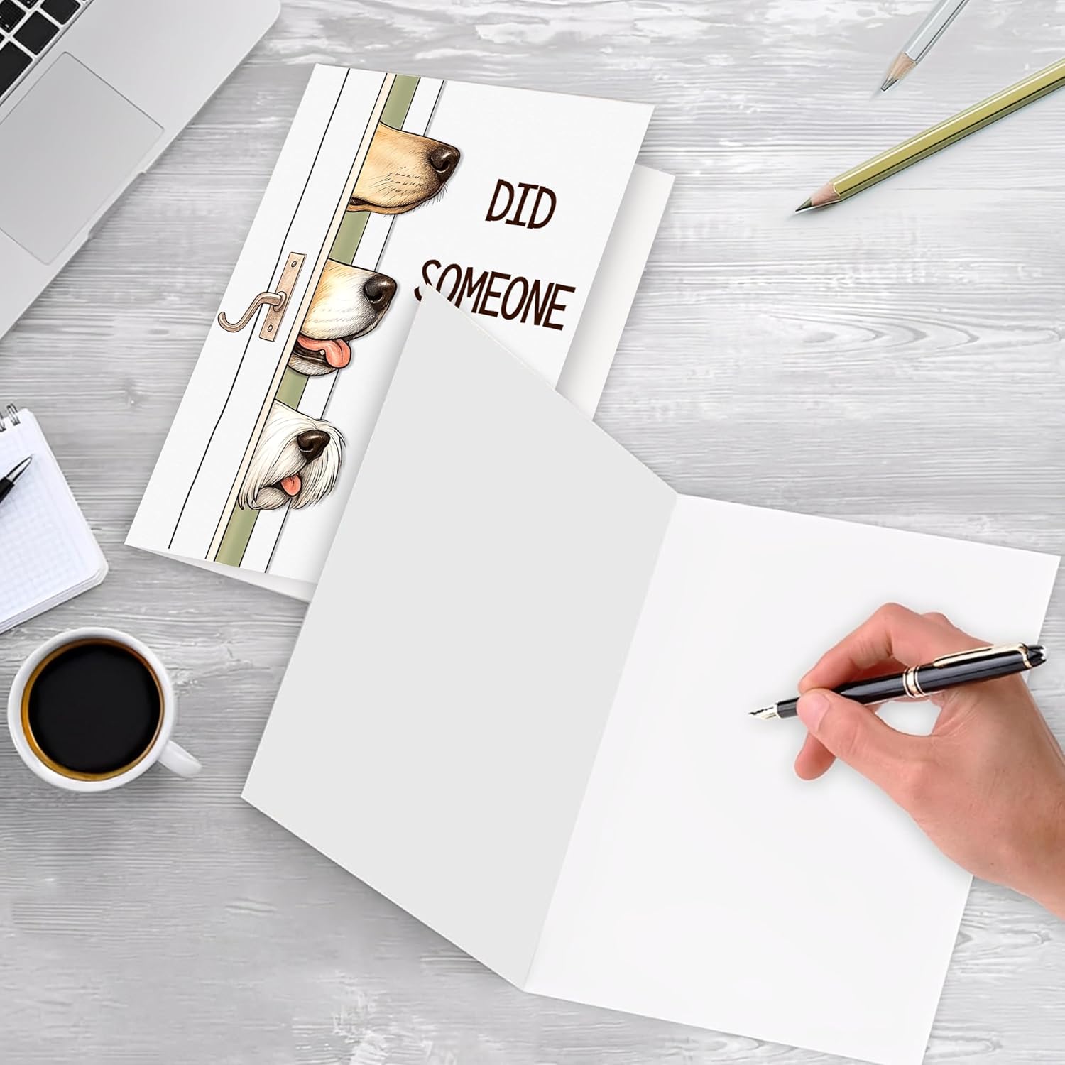 Funny Dog Birthday Cake Card, Cute Birthday Card from Dogs, Humor Dog Peeking Through Card - 5 x 7 Inches - Image 2