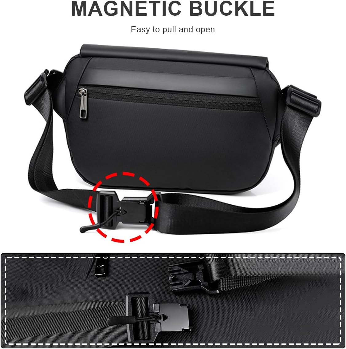 SONARIN Waterproof Men's Sling Bag,Multifunctional Chest Bag Casual Shoulder Crossbody Backpack Fanny Pack for Work Travel