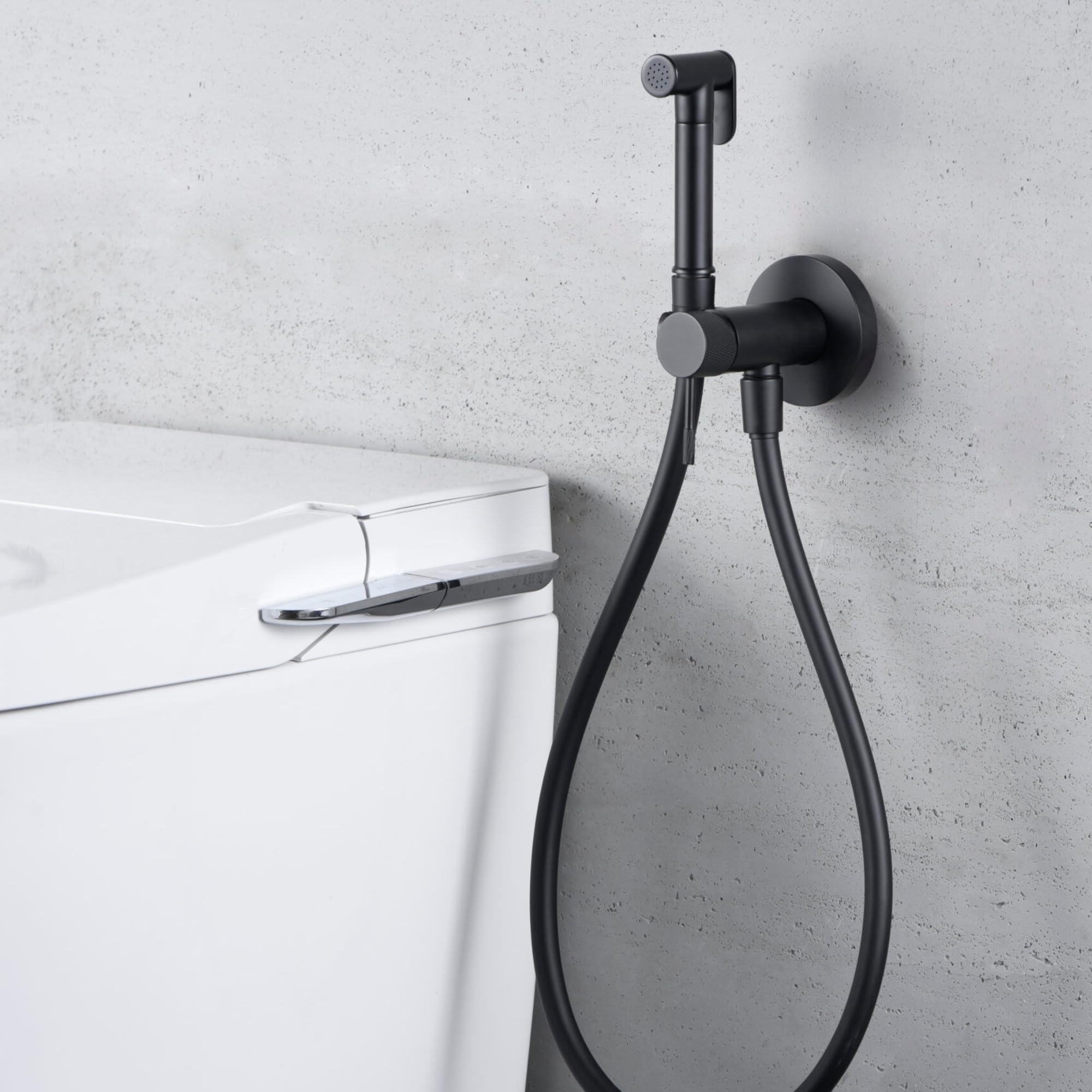 IMEX - Douche Bidet Eau Froide et Chaude Couleur Noir Mat | Robinet Bidet Encastré pour WC | Douche Hygiénique Monocommande pour Toilettes | Robinetterie Substitut de Bidet | Série Line