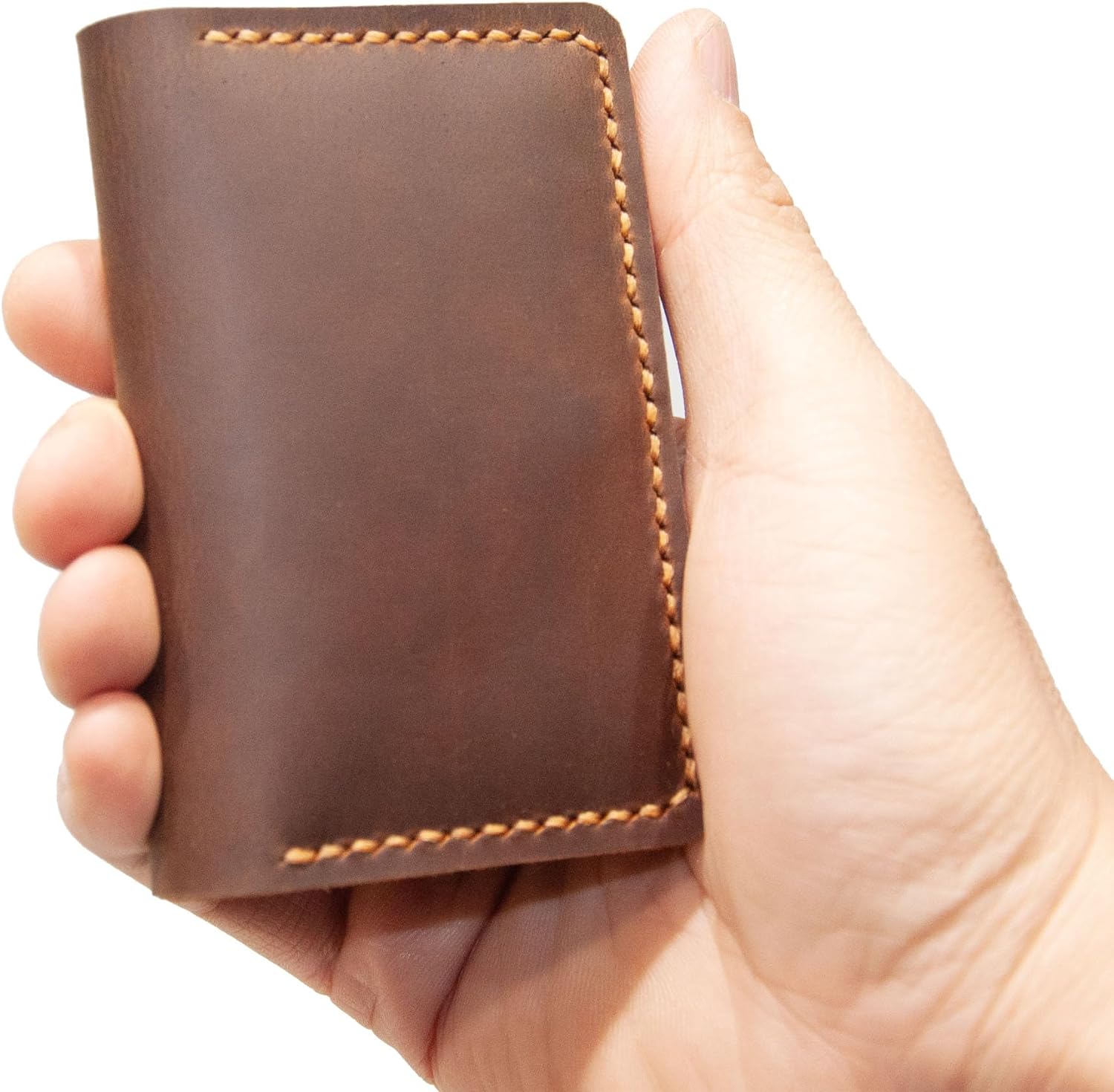 Leather Origami Wallet, Minimalist Bi-Fold, RFID Protected, Brown