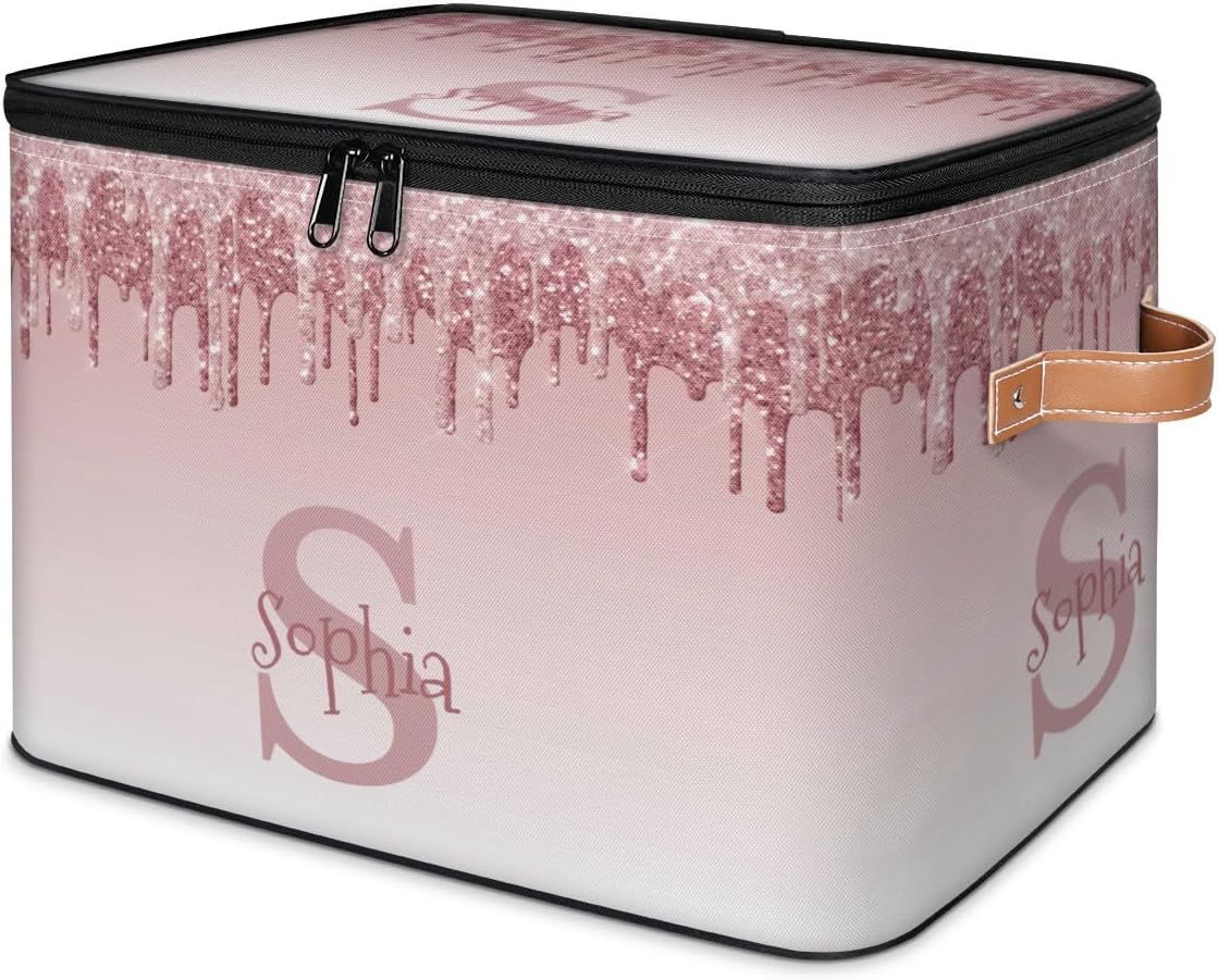 Custom Keepsake Box, Personalized Memory Bin with Name, Pink