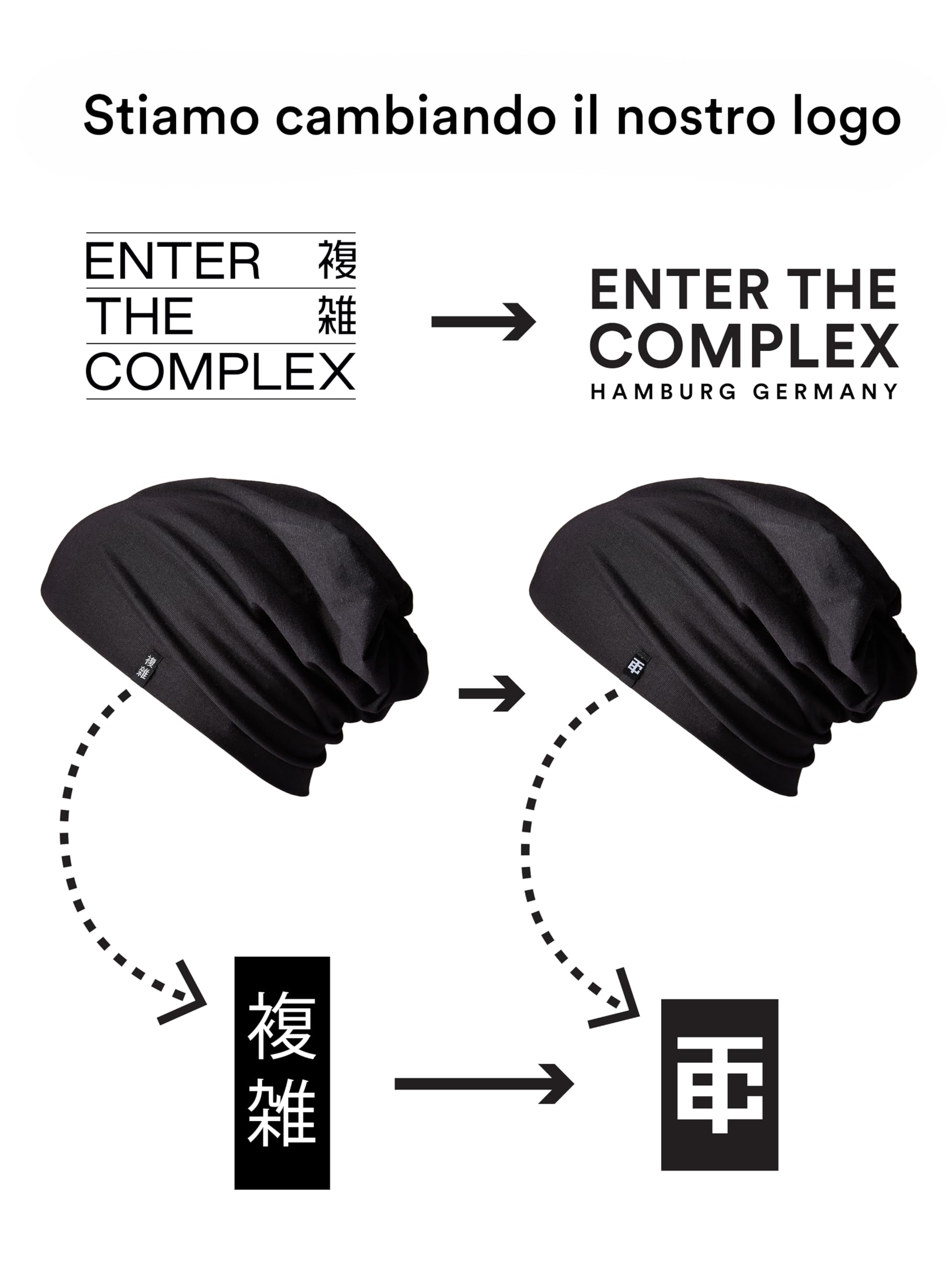 Enter the Complex® Berretto in Jersey Leggero, Uomo e Donna, Slouch Beanie in Cotone, Elasticizzato