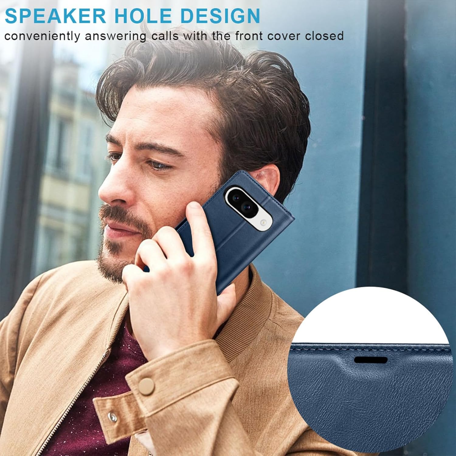 KEZiHOME Case for Google Pixel 9/9 Pro, Genuine Leather [RFID Blocking] Wallet Case with Card Holder Stand Magnetic Flip Protective Phone Cover Compatible with Google Pixel 9/9 Pro 5G(Blue)