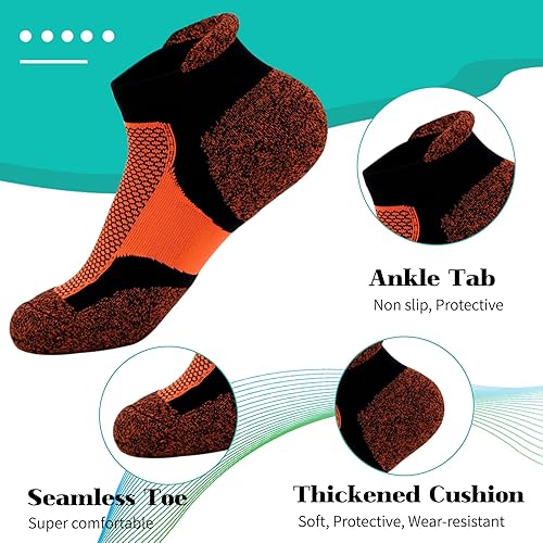 Miniatura 5 de Kodal Calcetines tobilleros con infusión de cobre, acolchados, atléticos, de corte bajo, súper cómodos, absorben la humedad, sin olor, con pestaña