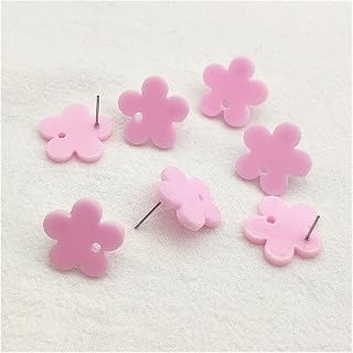 YANGQI yaoqijie 19 x 20 mm, 100 piezas de acrílico en forma de flor para pendientes hechos a mano, piezas de bricolaje, accesorios y componentes de joyería duraderos (color: rosa)