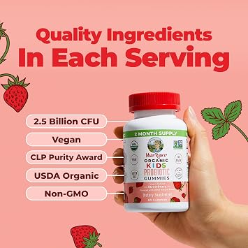 MaryRuth Organics Kids Probiotics for Digestive Health | USDA Probiotic Gummies | 2 Month Supply | Kids Probiotics | Immune Support | Gut Health Supplement | Vegan | Non-GMO | Gluten Free | 60 Count