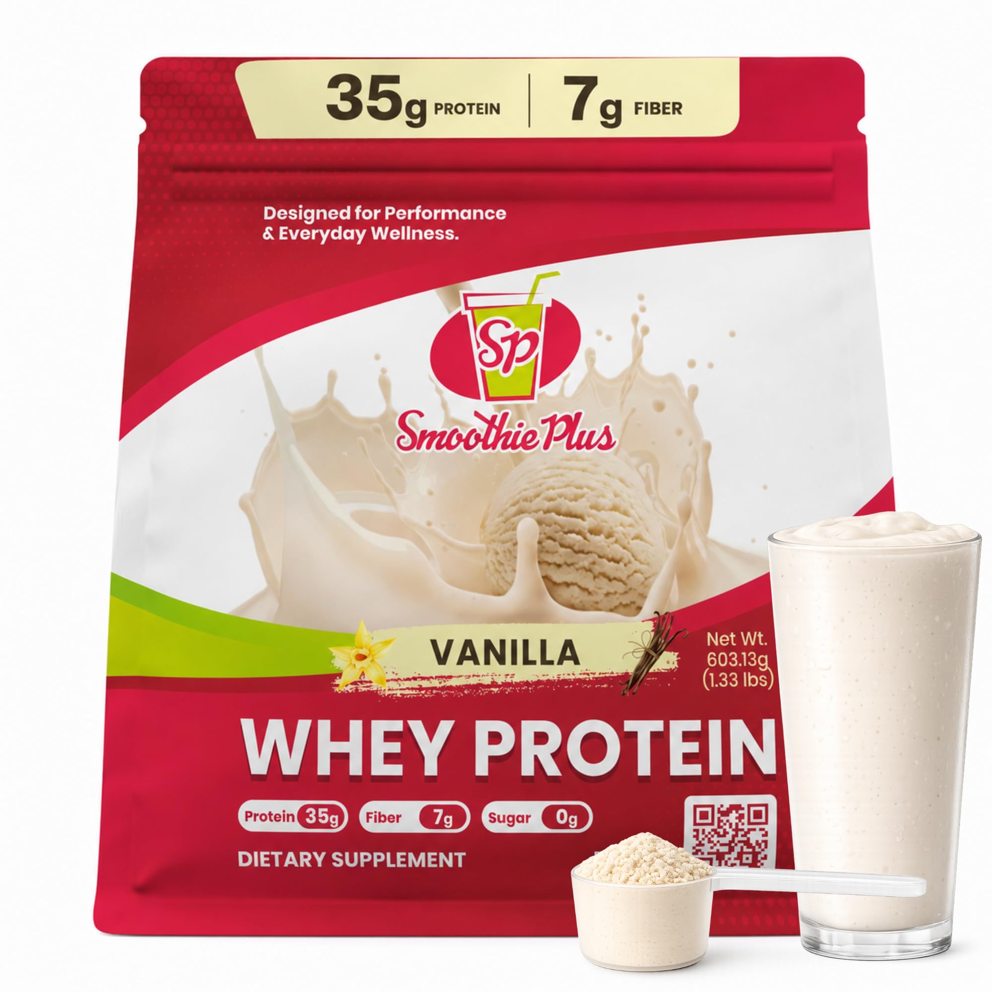 Smoothie Plus Vanilla Protein Powder - Advanced Muscle Recovery & Post-Workout Support with MCT Oil, DigeZyme & BCAAs - Sugar-Free, Low Carb, Keto Friendly