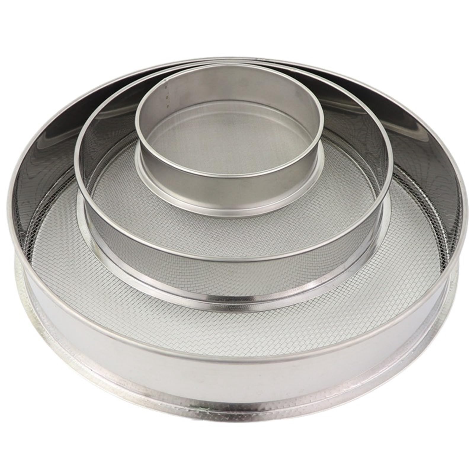 Tamiz Redondo de Acero Inoxidable 304 de 2-500 m con Apertura estándar, tamices, agitadores, Filtro de harina en Polvo for Cocina, colador de Tierra(Bottom and Lid,25cm Diameter)