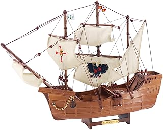 NAUTIMALL Wooden Ships 16" Santa Maria Miniature Tallship Models Nautical Sailboat Decor Father's Day Christmas Gift Christopher Columbus