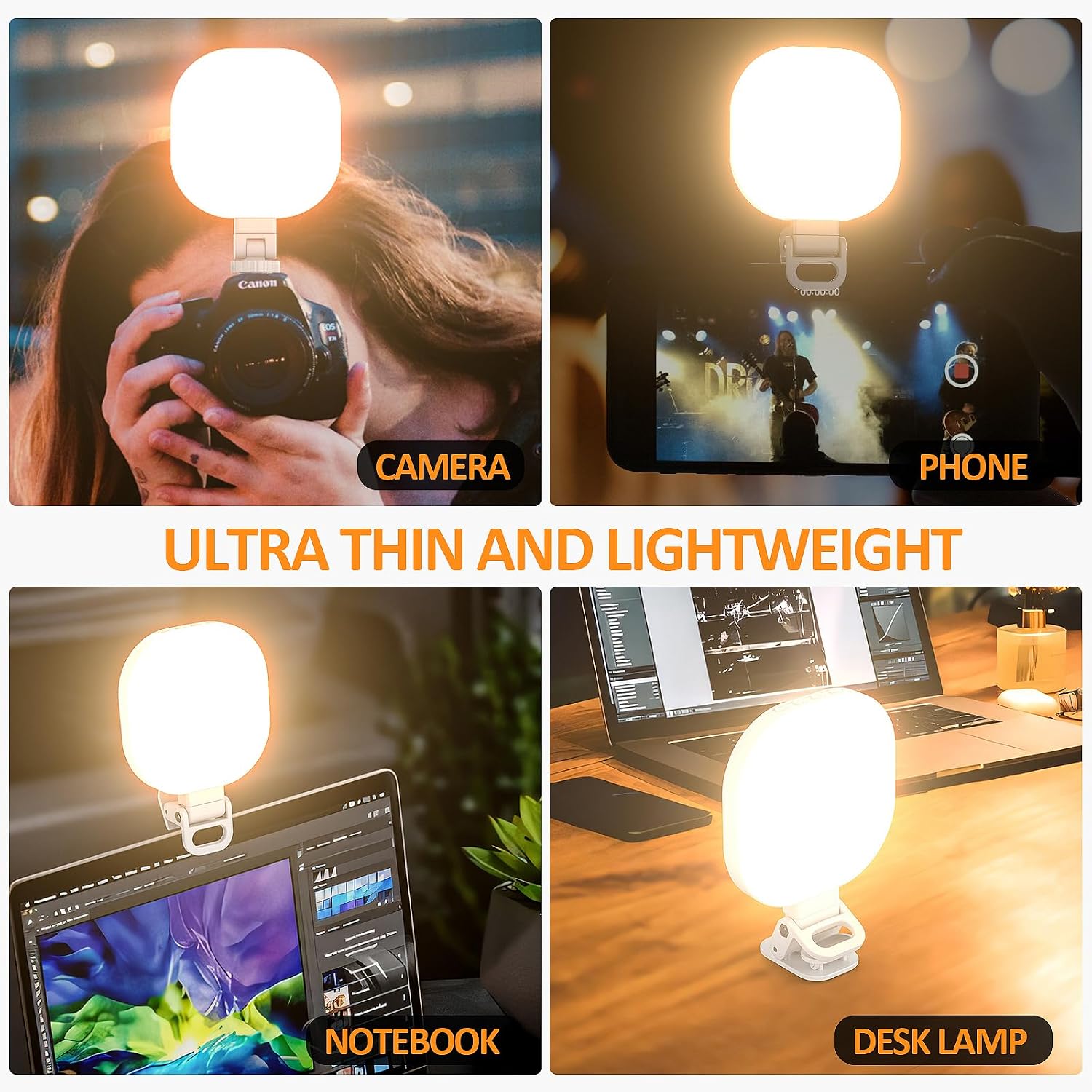 XINBAOHONG Rechargeable Clip Fill Video Conference Light, Selfie Light for Phone Android Camera iPad Laptop 142 LED Phone Light for Makeup TikTok Selfie Vlog