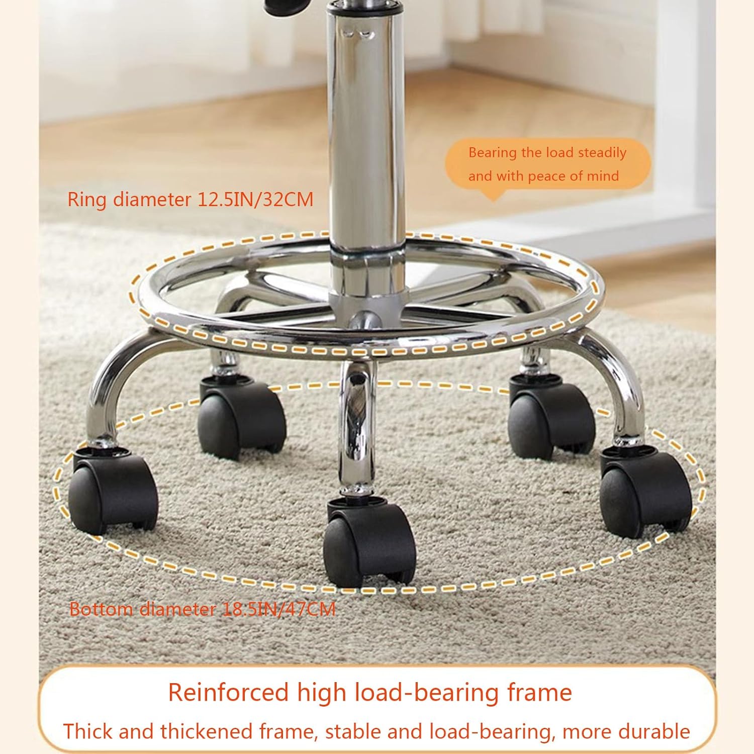 Generic Heavy Duty Height Adjustable Rolling Stool 360° Rotating Drafting Chair Multi-Purpose Office Desk Chair Rolling Swivel Salon Stool Chair for Barber Shop Nail Salon Office (Blue)