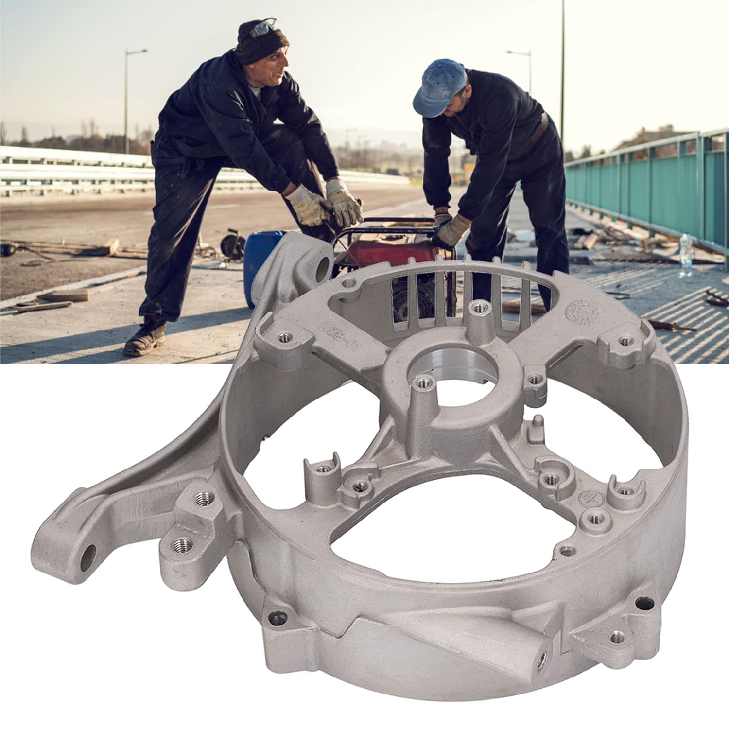 Aluminum Alloy Engine Rear Bracket for 173F 178F 186F Generator, Back Cover Support Housing with Heat Dissipation