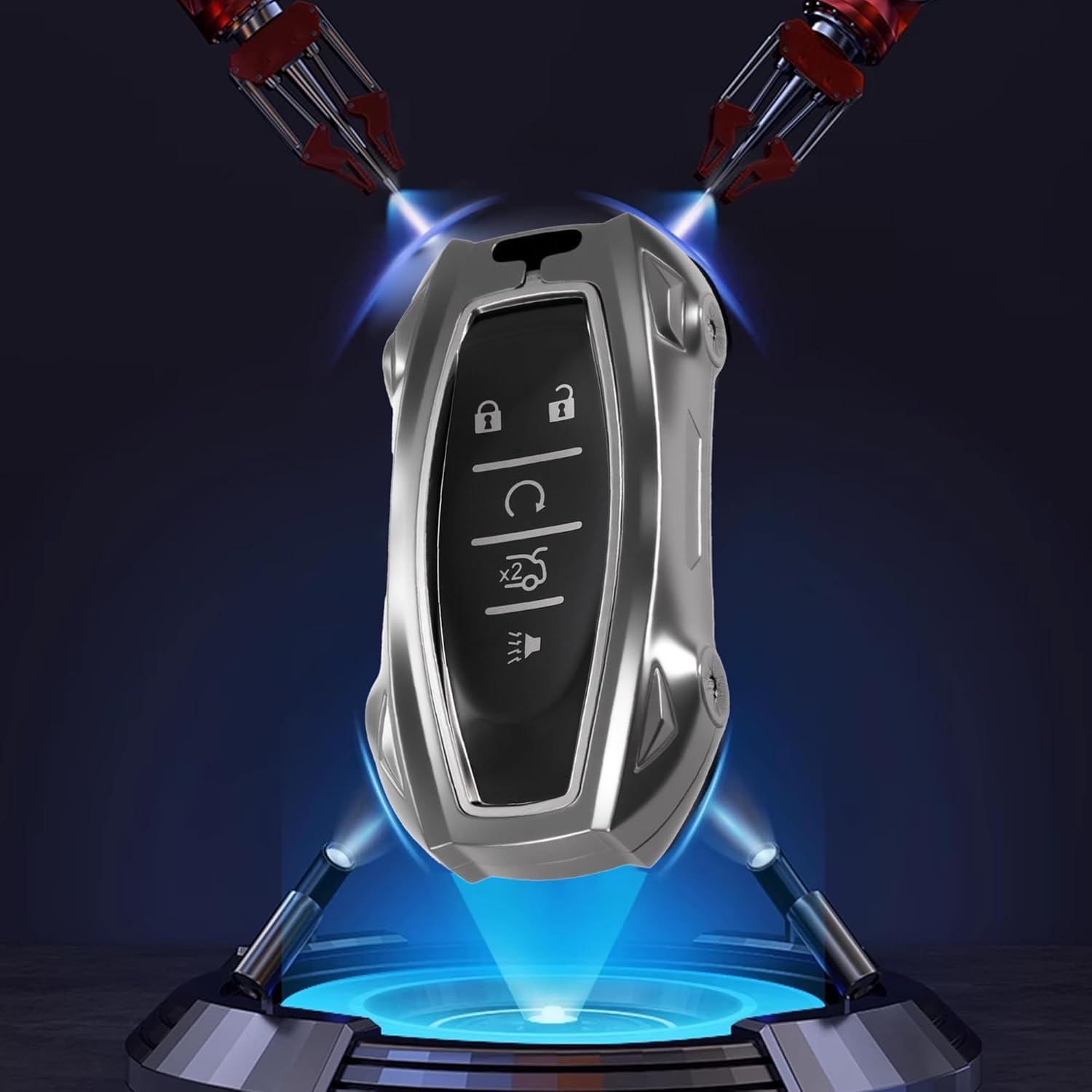 Heavy Duty Zinc Alloy Metal Key Fob Cover Compatible with Equinox Malibu Camaro Traverse Sonic Cruze Volt Bolt