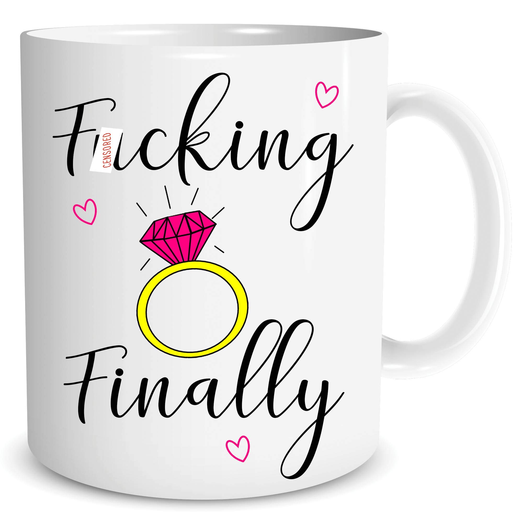 Peachy Antics White Engagement Mug Funny Engagement Gift Funny Wedding Mug Fucking Finally Wedding Ring Mug Bridal Shower Gift Engagement Gift Ideas Wsdmug1510