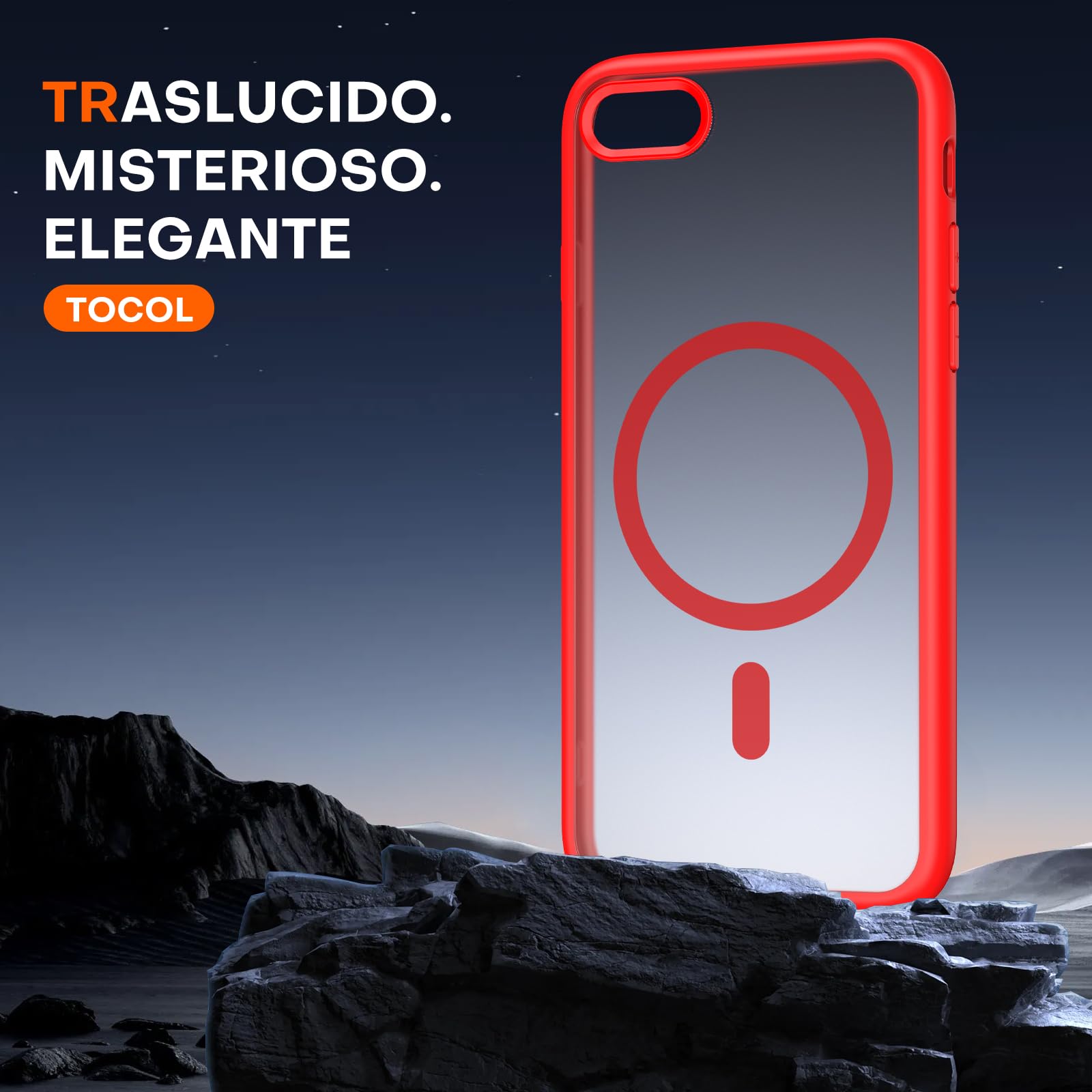 TOCOL Cover Magnetica per iPhone SE 3/2 (2022/2020), iPhone 8/7 4,7 Pollic, Compatibile con MagSafe, Custodia Antiurto Traslucida Opaca, Rosso