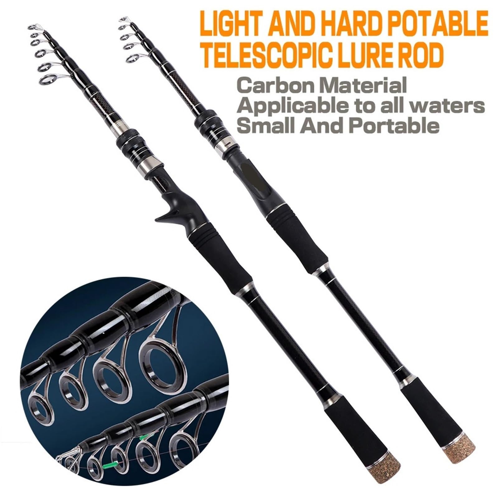 Canna da pesca Asta con esca telescopica in carbonio 1.8M -3.0M Attrezzatura professionale da pesca