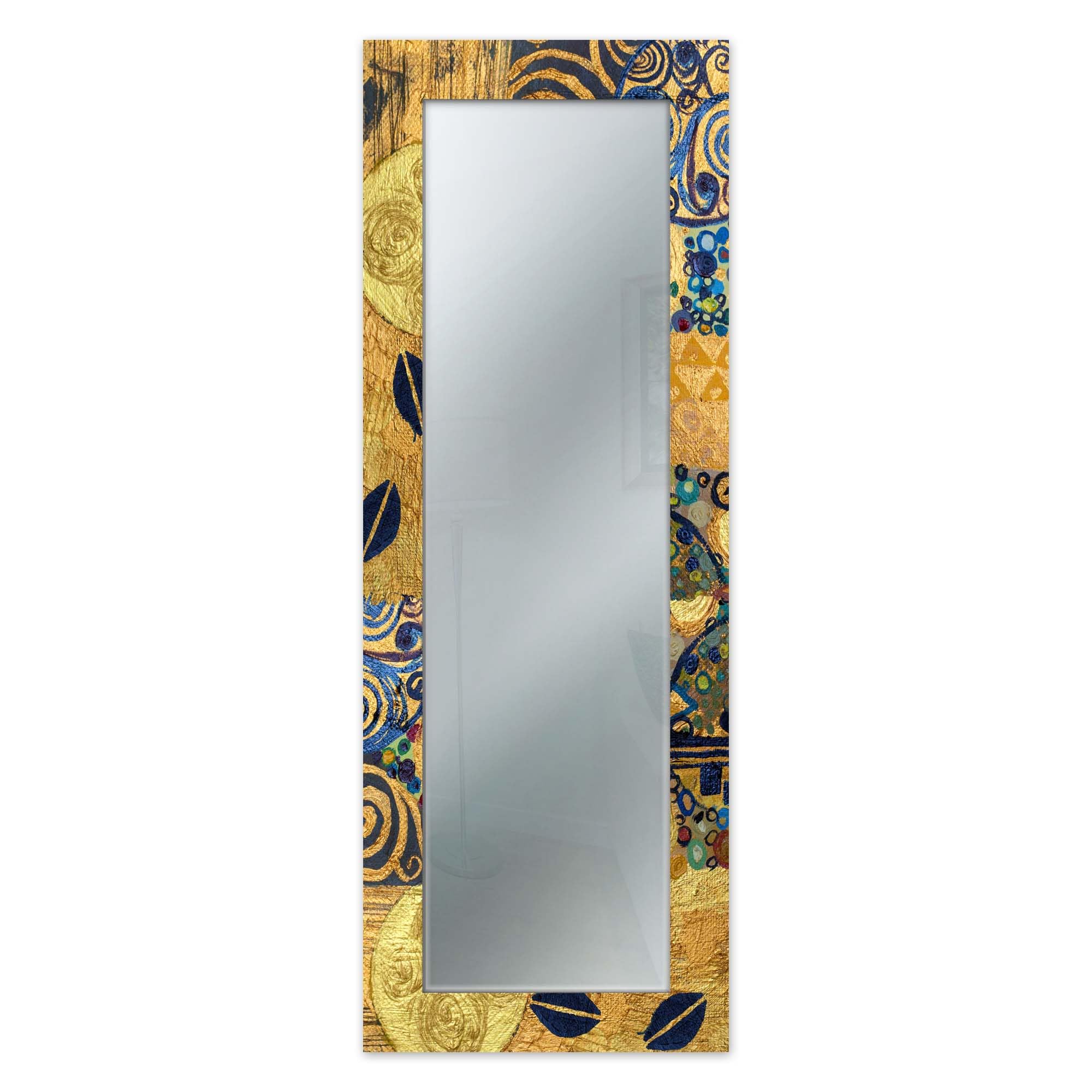 Lupia - Specchio da Parete Moderno, MIRROR FANTASY KLIMT GOLD, Cornice Stampata in Legno, 52x152 cm, Per Camera da Letto, Soggiorno, Ingresso, Vetro di Riflettanza