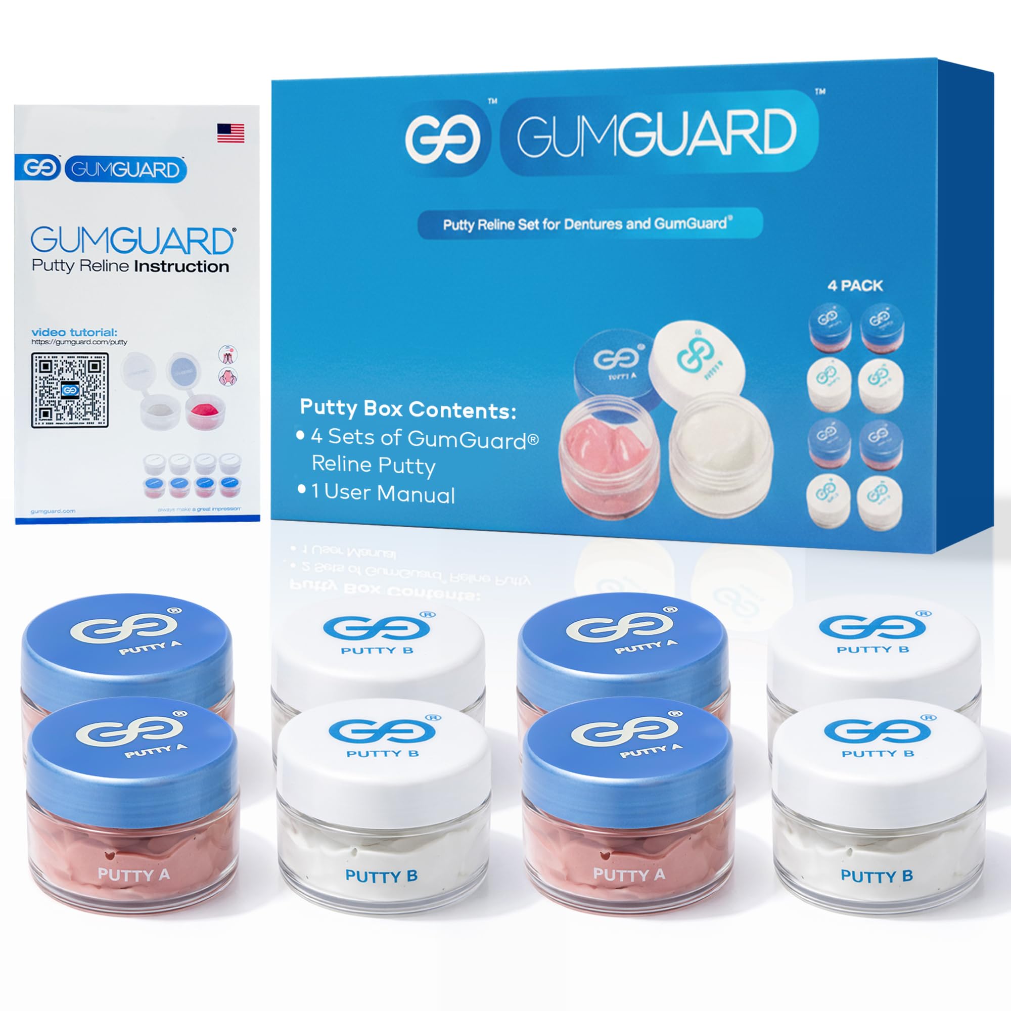 GumGuard Denture Putty Pack Reline Set - Versatile, Fast Self-Curing - for Custom Fit & Comfort in Dentures, with Multiple Applications & Watertight Seal 4 Pack-image-38