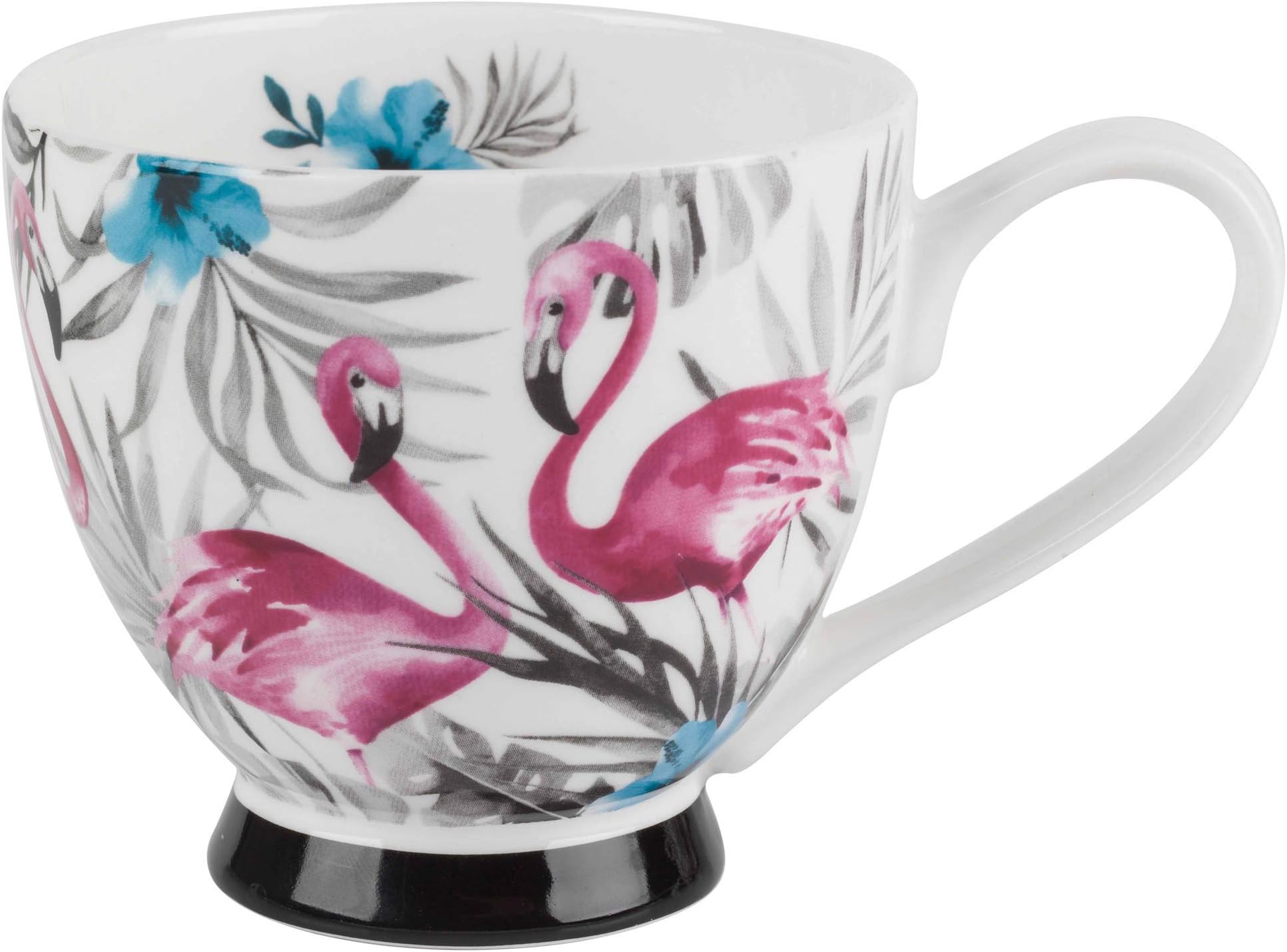 Portobello CM063591 Monochrome Flamingo Bone China Footed Mug, Multi