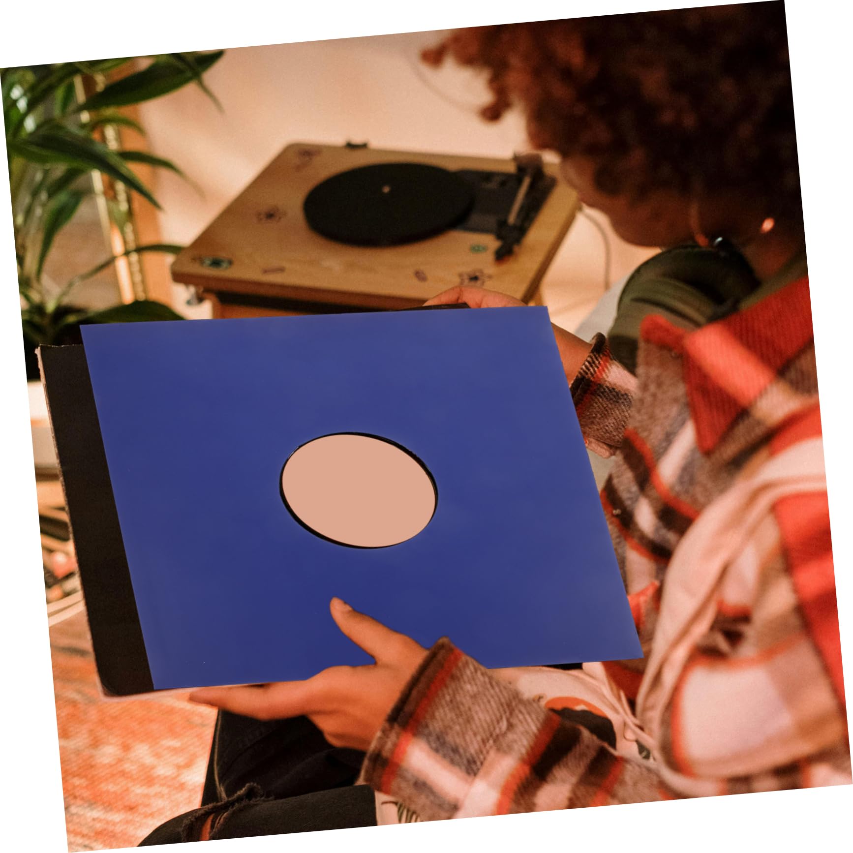 Mikinona Custodia Giacca per Vinile in Carta Kraft Blu, Protezione Resistente per 12 Pollici, Confezione da 10 Pezzi per Conservare Album e Dischi Vinile in Modo Sicuro