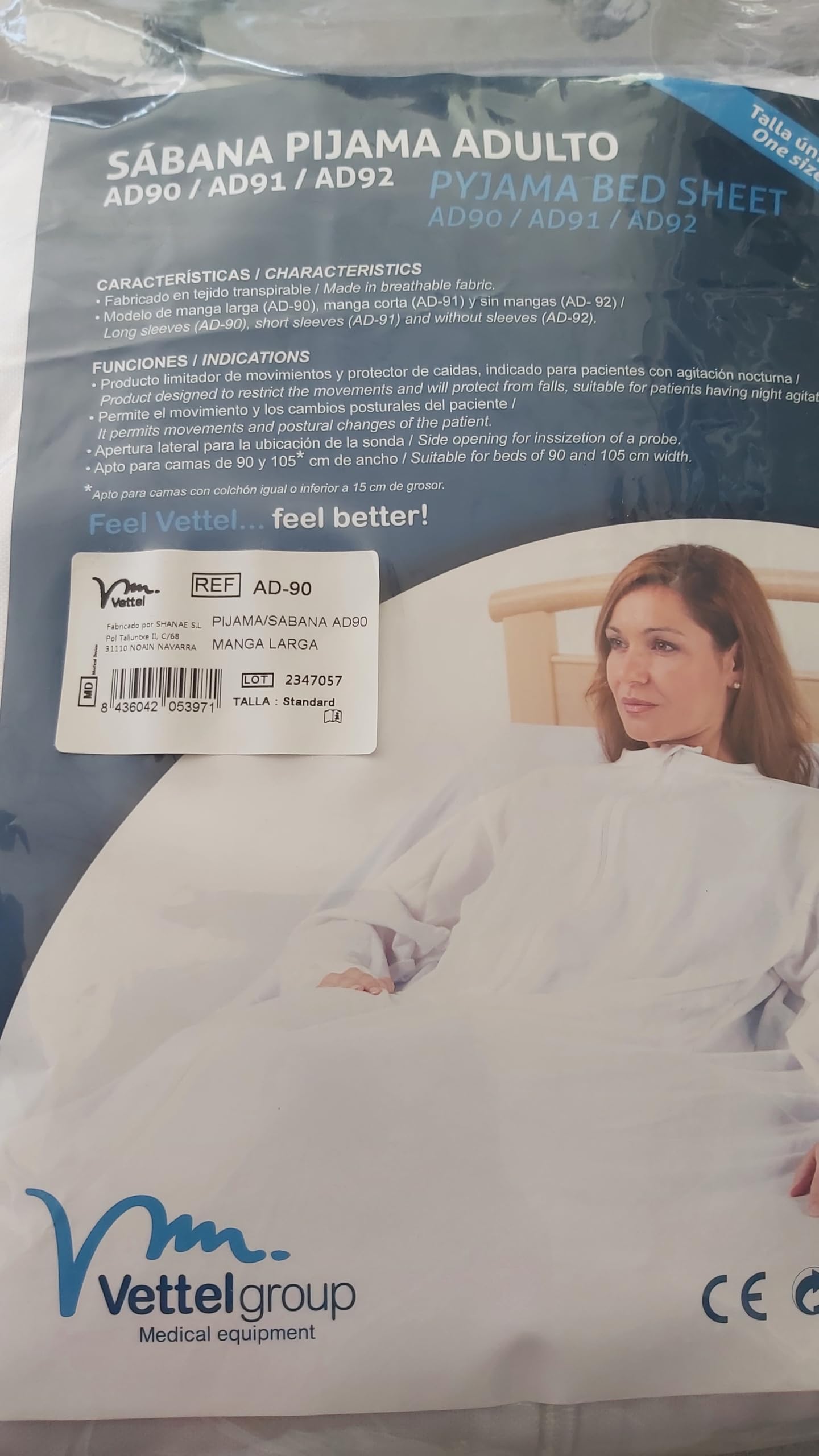 Sabana de sujecion para personas con demencia, manga corta, sabana fantasma, sabana antipañal, sistema de contencion de movimiento, cama de 90 cms