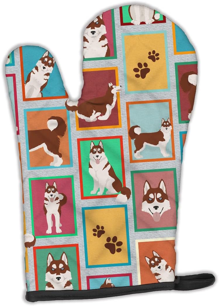 Caroline's Treasures MLM1160OVMT Lots of Red Siberian Husky Oven Mitt Heat Resistant Thick Oven Mitt for Hot Pans and Oven, Kitchen Mitt Protect Hands, Cooking Baking Glove