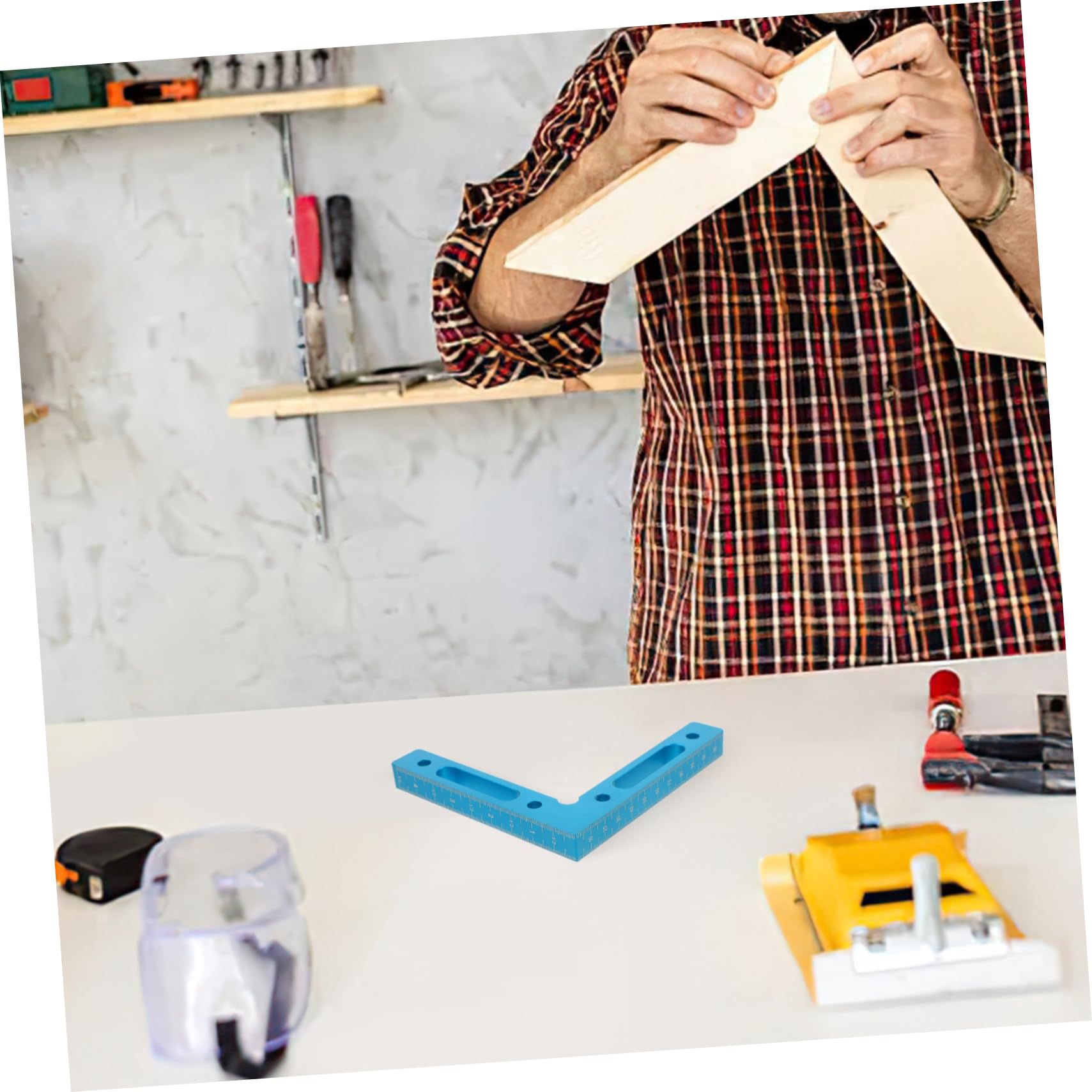 NAMOARLY 2pcs Carpentry Square Ruler Corner Clamps 90 Degree Clamp Right Angle Clamp 90 Degree Positioning Squares Woodworking Clamps Square Clamp Clamps for Woodworking Iron Blue