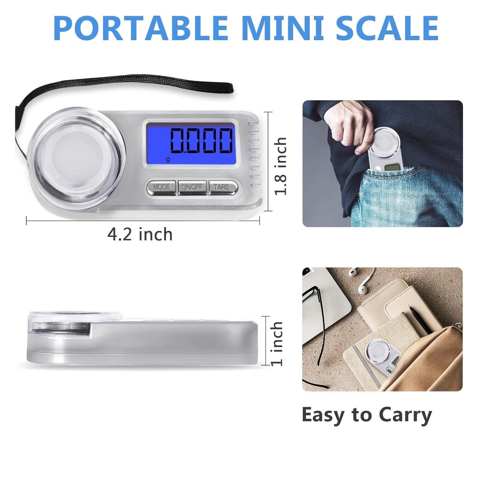 Cyfrowa waga miligramowa, 20 g/0,001 g, miniaturowa, wysoce precyzyjna przenośna z wyświetlaczem LCD