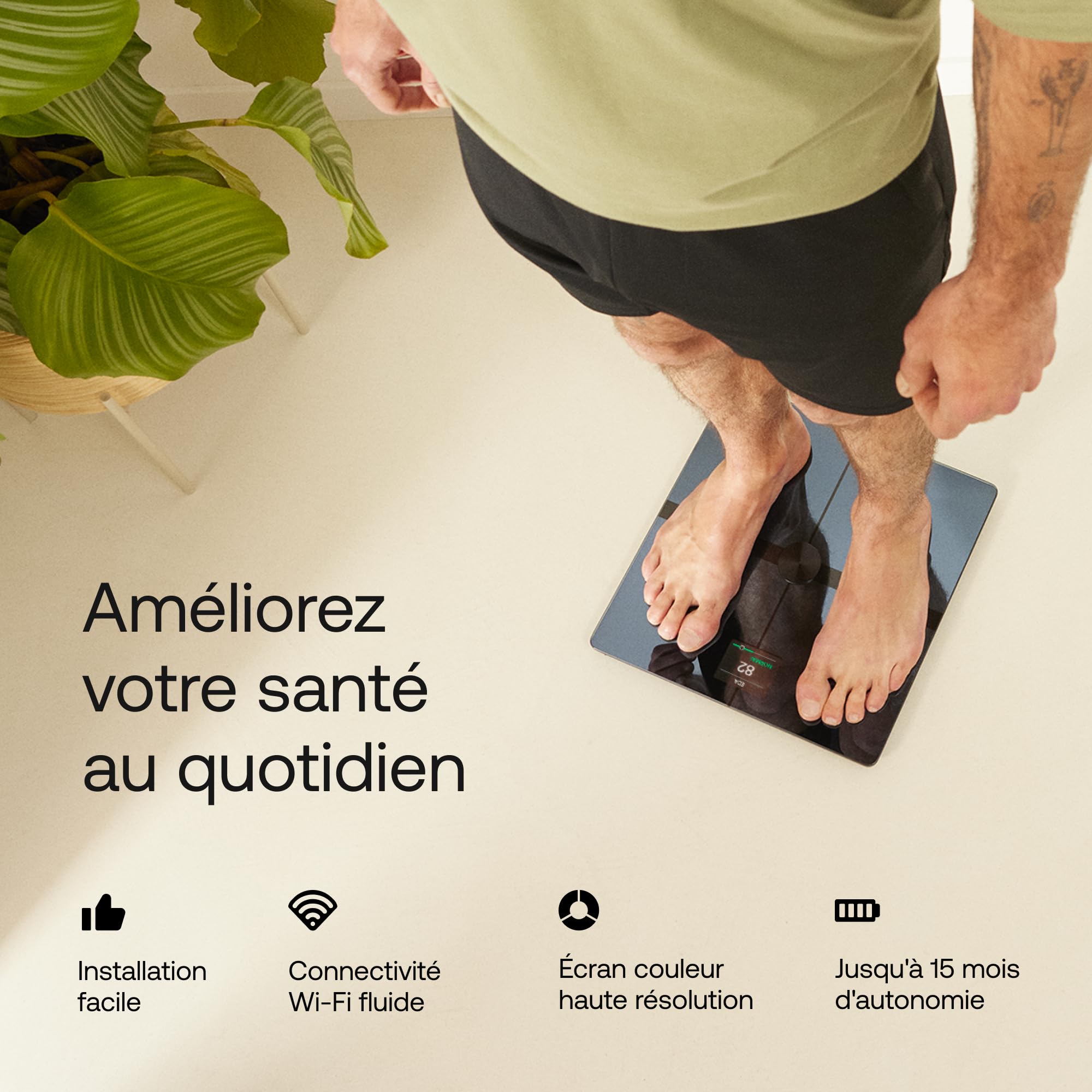 WITHINGS Body Smart - Balance connectée avec composition corporelle avancée (Poids, Masse grasse/Musculaire/Osseuse, Eau, Graisse viscérale), Balance pèse personne WiFi et Bluetooth, Black/Noir