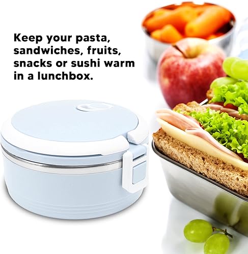 Miniatura 2 de LIZEALUCKY Contenedor de alimentos, lonchera Bento para trabajadores de oficina con hebillas de seguridad, lonchera portátil sellada de acero